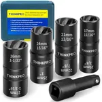 THINKPRO 5 Piece Double Side Lug Nut Remover,1/2” Bolt Extractor Set Easy Out Wheel Lock Removal Kit for Removing Rusted and Stripped Screws,Bolts and Other Fasteners