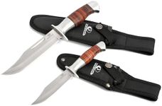 Mossy Oak Fixed Blade Bowie Knife, 2-piece Hunting Knife with Leather Handle Featuring Laser Pattern, Sheath Included