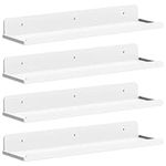 Lifewit Floating Shelves for Wall, 4 Pack White Acrylic Shelf 38.1cm Room Decor for Bookcase/Vinyl Record Display/Photo/Picture in Bedroom, Living Room, Bathroom, Kitchen Storage and Organization