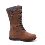 Comfy Moda Winter Boots for Women, Waterproof Snow Boots for Women, Premium Leather and Vegan Leather, Storm, Brown, Size 8