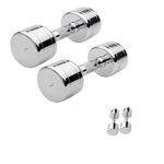 Gym Care Dumbbells Set for Home Gym 2 kg Cast Iron 1 pair Stainless steel Dumbbells set for Home Workout Steel round dumbbells for fitness dumbells Gym Kit (2kg x 2)-4 kg set