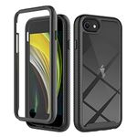 Anshow for iPhone 6/7/8 Built-in Screen Protector Case, Protective Heavy Duty Cover Shockproof Dustproof Full Body Durable Rugged Hard Phone Case for iPhone 6/7/8, Black