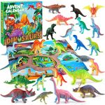 Chennyfun Christmas Advent Calendars, Advent Calendar with Dinosaur Theme, Dinosaur Toys 24 Days Countdown Calendar, Including 24 kinds of Dinosaurs and 1 map, Gift for Girls, Boys, Teens Christmas