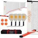 Pickleball Set With Regulation Net, 4 Paddles, Four 40-Holes Outdoor Balls, and Carry Bag | Portable Net System for Backyard, Indoor, Outdoor Fun