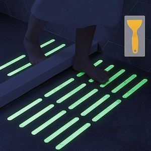 Bathtub Non Slip Stickers Luminous Shower Mats for Showers Anti Slip Bath Tub Stickers with Scraper,Adhesive Showers Treads Slip Strip for Bath,Boats,Stairs,Swimming Pools,Health Clubs-24 Pcs