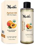 Nualoha Certified Organic Apricot Oil, 220 ML - 100% Pure Cold Pressed Apricot Kernel Seed Oil For Skin, Dark Spots, Hair, Face, Nails, Body, Scalp, Hair Growth and Anti Aging Moisturizer.