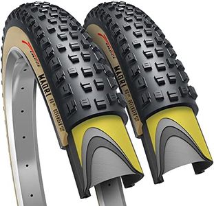 Fincci Pair 29 x 2.25 Inch Bike Tires 57-622 Foldable 60 TPI with Nylon Protection for Mountain Enduro Gravel MTB Hybrid Bicycle - Pack of 2 29x2.25 Tire, Black with Brown sidewall