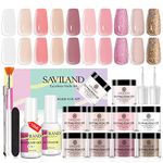 Saviland Dip Powder Nail Kit - 10 Colors Nail Dip Powder System French Nail Art Manicure Starter Kit with 2-In-1 Dip Base & Top Coat, Activator for Nail Salon Home DIY, No Nail Lamp Needed