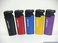 5 x TorJet Windproof Turbo Lighters Powerful Refillable Red Purple Black Yellow Blue Electric