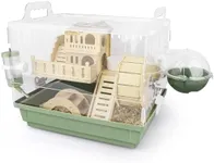 Cycodo 8 in 1 Acrylic Hamster Cage,Wooden Small Animal Cage with Accessories & Toys,2-Layer Small Pet House for Dwarf Hamsters,Mice,Gerbils(Green,14"*11"*10")