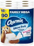 Charmin Ultra Soft Cushiony Touch Toilet Paper, 18 Family Mega Rolls (Equal to 90 Regular Rolls)