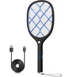 YISSVIC Electric Fly Swatter 4000V Bug Zapper Racket Rechargeable Mosquito Insect Fly Killer Electric 3 Layers Mesh with Micro-USB Cable for Indoor Outdoor