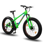 Vaux Joggers Fat Bike Cycle for Men with 21 Speed Gear & Aluminum Alloy Frame, Big Tyre Cycle for Boys 15 Years with 26x4.0inch Tyres, Lockout Front Suspension Fork & Double Disc Brakes(Green)