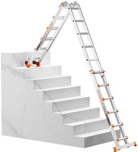 Wolec Home DIY Multi-Position Ladder: Rock-Solid Stabilizer & Wheels - Heavy Duty Aluminum Extension Telescoping Ladder for Indoor & Outdoor Maintenance,20 FT Orange