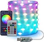 33ft RGBIC LED Rope Light, 100LED Multiple Colors in One Line,USB Power Soft Waterproof Outdoor LED String Lights with Remote for Christmas,Halloween,Bedroom, Patio,Wedding,Festival,Indoor Decorations