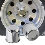 4 Pack Chrome Steel Center Caps Push Thru for Trailer Wheel Rims 4.25inch Center Bore