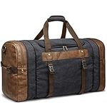 S-ZONE 65L Canvas Duffle Bag Travel Overnight Carry on Weekender Duffel with Shoes Compartment for Men Women