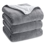 Bedsure Grey Sherpa Fleece Blanket Queen Size for Bed Large Thick Fluffy Bed Blanket Plush Fuzzy Soft Blankets for Queen Bed Big Cozy Warm Blanket for Winter Full/Queen (90 inch x90 inch )