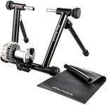 Alpcour Fluid Bike Trainer Stand for Indoor Riding – Portable Stainless Steel Indoor Trainer, Noise Reduction, Progressive Resistance, Dual-Lock System – Multipurpose Bike Trainer Mat – 36”x78”