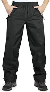 33,000ft Men's Rain Pants, Waterproof Rain Over Pants, Windproof Outdoor Pants for Hiking, Fishing Black