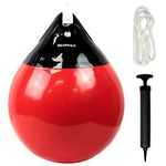 Seamax Marine Boat Fenders Ball Round Anchor Buoy, 12" x 15", Heavy-Duty Marine-Grade Vinyl, Red Boat Mooring Buoys, Round Inflatable Balls for Docking/Fishing/Crab/etc.