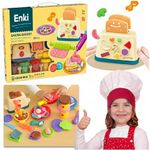 Toy Rush Multi-Color Clay Dough Play Set DIY Bread Maker 2 in 1 Pretend Play Toaster Baking Set 29 Pcs Comes with 5 Colored Clay Box and Many Moulds Gift for Girls and Boys