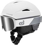 Odoland Ski Helmet with Ski Goggles, Multi-Options Snowboard Helmet and Goggles Set for Men Women and Youth, White & Grey, M