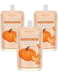 BUDDY BUDDER 3 Pack Pumpkin Pup Squeeze Packs, 100% Natural Dog Peanut Butter, Healthy Peanut Butter Dog Treats, Made in USA, (4oz Packs)