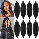 Xtrend 20 Inch Pre-Separated Springy Afro Twist Hair 8 Packs Pre-Fluffed Spring Twist Hair for Distressed Soft Locs Natural Black Marley Twist Braiding Hair Synthetic Hair Extension 1B#