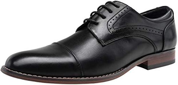 Vostey Men's Dress Shoes Classic Wingtip Brogue Men Oxfords, Black-cap Toe-636, 9.5