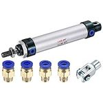 MECCANIXITY Pneumatic Air Cylinder Double Action MAL25X75 25mm Bore 75mm Stroke with Y Connector and 4Pcs Quick Fitting Set