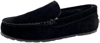 Clarks Men's, Plush Fur Venetian Slipper, Black, 10 Wide