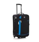 ATX Luggage 55x35x20cm Cabin Suitcase Super Lightweight Small Suitcase Approved for 100+ Airlines Including EasyJet, Ryanair, British Airways & Virgin Atlantic (Black/Blue, 21 Inches, 48 Liter)