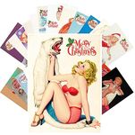 PIXILUV Vintage Postcards (24 pcs 4"x6" each) Attractive Pinup Ladies Dressed for Christmas Vintage Christmas Postcards Retro Greeting Card Poster Reprint