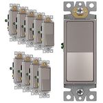 ENERLITES 3-Way Decorator Paddle Light Switch, Gloss Finish, Single Pole or Three Way, 3 Wire, Grounding Screw, Residential Grade, 15A 120V/277V, UL Listed, 93150-NK-10PCS, Nickel, (10 Pack)