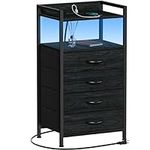 Furnulem 4 Drawer Nightstand with S