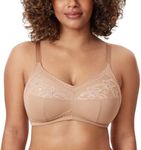 DELIMIRA Women's Embroidered Full Coverage Support Wirefree Mastectomy Pocket Bra Natural 36D