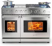 AAOBOSI 48 Inch Professional Double Gas Range Ovens,9.3K BTU Power Burners