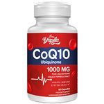 CoQ10 with L-Glutathione 1000mg Capsules - 100% Fermented Coq10 Supplement, High Absorption, Super Strength Coenzyme Q10, Antioxidant Supplements, Soy-Free, Glute-Free, Non-GMO, Vegan