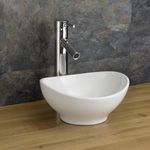 Clickbasin Oval Cloakroom Sink Countertop Basin 300mm x 280mm in White Ceramic Hand Wash Bowl