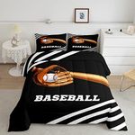 Erosebridal Baseball Comforter Sets Queen for Boys Geometry Stripe Bedding Kids Teens Girls Sports Fans Quilt Softball Sports Theme Games Duvet Insert 3Pcs Soft Warm Down Comforter