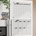 Acrylic Magnetic Calendar for Fridge, Set of 2 Clear Dry Erase Calendar Reusable Planning Boards Monthly & Weekly, with 6 Dark Colored Wet Erasable Markers 40x30cm