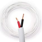 25m White Double Insulated, Heavy Duty Speaker Cable | 1.15mm² 100V Volt Line Pure Copper 15A Max Stranded Wire | PA Music HiFi Audio System Reel/Drum