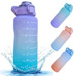 Spanker Spirit Motivational Water Bottle Gallon(For Girls) with Time Marker Large Capacity 2000ML, Leakproof BPA Free Fitness Sports Water Bottle,(Purple Sea Green) SSTP