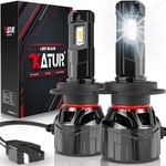 KATUR H7 LED Headlight Bulb 120W 30000LM, 700% Brightness H7 LED Bulb 6000K Xenon White Plug and Play 1:1 Mini Size High Efficiency Cooling System Canbus H7 Headlight Bulbs, Pack of 2