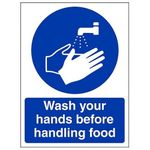 wash Your Hands Before handling Food Sign Board, Foam Board Fixed with Waterproof PVC Sticker and Strong doubleside Tape