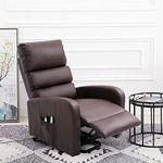 Power Massage Lift Recliner Chair with Heat & Vibration for Elderly, Heavy Duty and Safety Motion Reclining Mechanism, 2 Side Pockets, Remote control, (Brown)