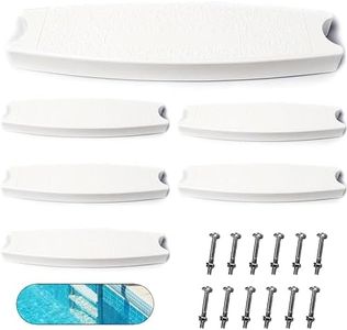 TonGass (6-Pack, White) 18" Universal Pool Ladder Steps Replacement Heavy-Duty Molded Plastic Swimming Pool Ladder Rung Step with Stainless Steel Bolts for Inground Pool Above Ground Pool Ladder Parts