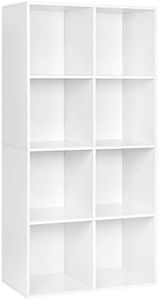 WOLTU Bibliothèque, Meuble de Rangement, Étagère de 8 Casiers, Armoire Présentoir pour Salon, Bureau, 60x29,5x121cm en Panneaux de Particules, Blanc,SK002ws4