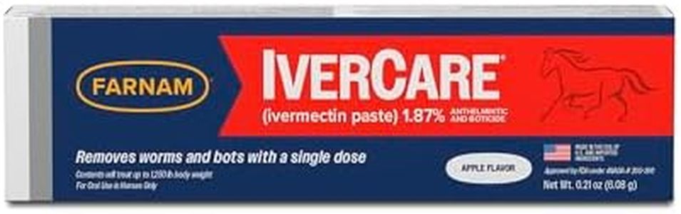 Farnam IverCare (ivermectin Paste) 1.87% for Horses, Anthelmintic and Boticide, 0.21 Ounces, Horse Dewormer, Ivermectin Apple-Flavored Paste, Up to 1,250 lbs